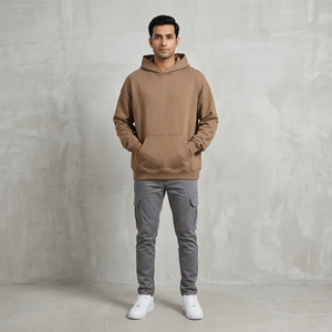 High Quality Cotton French Terry Hoodie <b>Thick</b> <b>Fleece</b> Drop Shoulder Plain Blank Custom Men Hoodies - Product Image 1