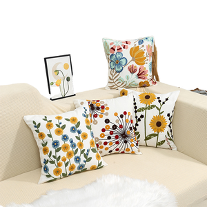 <span class=keywords><strong>Funda</strong></span> de Almohada Bordada con Flores, Estilo Nórdico, para Sofá, Reposacabezas, Oficina, Personalizable, 100% Poliéster - Product Image 1