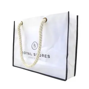 boutique recyclable gift shop bag with rope handles