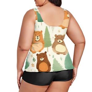 Traje de baño de dos piezas para mujer de talla grande con imagen personalizada con logotipo personalizado Traje de baño metálico transpirable con patrón de punto personalizado hecho a medida - Product Image 5