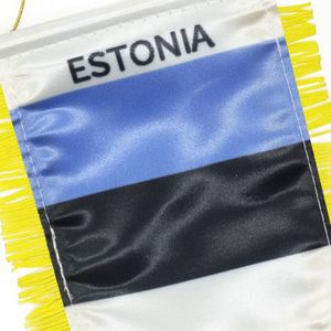 ธงสามเหลี่ยมซาตินแบบกำหนดเองของเอสโตเนียสำหรับรถยนต์ พิมพ์ดิจิทัลขนาดเล็ก พร้อมพู่สีเหลือง ทำจากโพลีเอสเตอร์พลาสติก สำหรับใช้กับยานยนต์ - Product Image 5