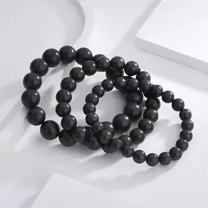 6/8/10mm Natural Shungite Bead Bracelet Stretchy From Karelia Region Russia, Against EMR, EMF Protection