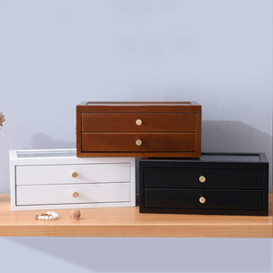 DS Custom Rectangle Multi-layer <b>Drawer</b> Type Modern Stylish Chinese <b>Storage</b> Display Wood Jewelry <b>Box</b> for Rings - Product Image 2