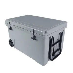 125L Insulated Cooler With Wheels Storage Sea Food Fishing Box Ice Chest For Outdoor Roto-molded Cooler