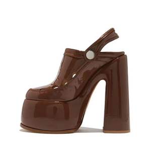 2023 Logo personnalisé femmes sandales de haute qualité plate-forme à la mode talons épais orteil semelle épaisse pompes-Position supérieure sangle arrière - Product Image 3