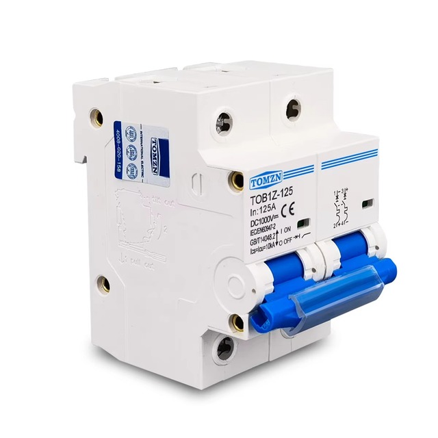 Quality 2P MCB 80A 100A 125A DC 1000V TOMZN Circuit breaker for PV System C curve Battery Main Switch