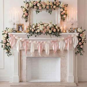 Guirnalda Decorativa de Satén con Lazo Bicolor Rosa y Blanco de 7.9 pies para Decoraciones de Fiestas de Cumpleaños y Bodas - Product Image 1