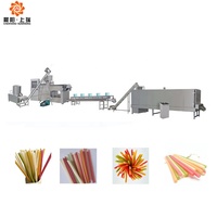 Chaîne de production complète biodégradable industrielle machine d'extrusion de paille de riz à boire comestible