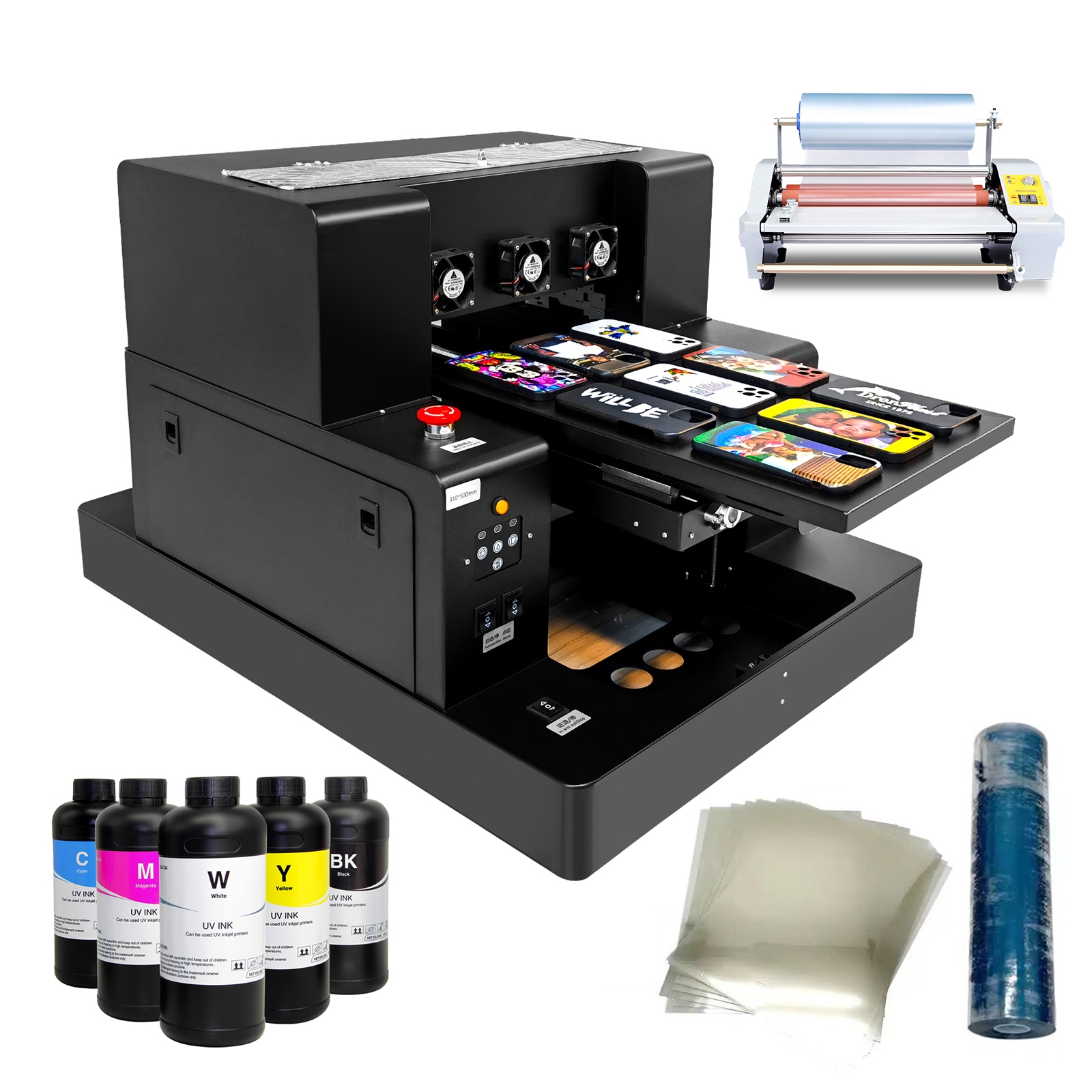 UV DTF Printer for Phone case Pen Acrylic Leather Wood Glass Bottle Sticker Multi Color Inkjet Printers A3 A4 UV Printer Machine