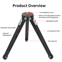 Trépied en alliage d'aluminium avec plusieurs interfaces d'extension, support pour cardan, pince pour téléphone, Magic Hand, support de bureau pour diffusion en direct