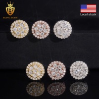 Stock local US Entrepôt Vente en Gros Bijoux Argent 925 Plaqué Or Gra Moissanite Diamant Boucles D'oreilles Cluster pour Hommes Femmes