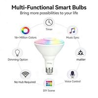 Ampoules LED intelligentes E26 PAR38 RGBCW 12W 1100LM ETL Tuya Matter pour Alexa Google App Control, ampoules LED intelligentes à intensité variable pour la maison