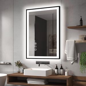 Thiết kế mới thông minh phòng tắm LED Tường gương chống sương mù khách sạn Vanity gương với nút cảm ứng chuyển đổi - Product Image 4