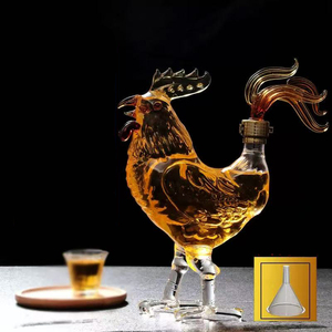 Bouteille de vin en verre à liqueur de vodka en borosilicate haute qualité personnalisée de 500 ml 1000 ml, forme d'animaux, poulet, carafe à whisky avec verrou en métal - Product Image 5