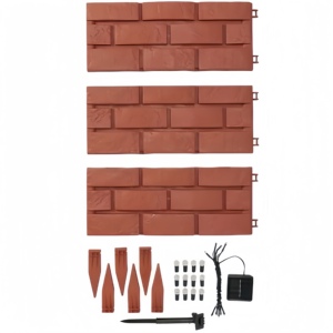 Easy to Assemble No Dig Solar Faux Brick Plastic Garden Edging <b>Border</b> for Outdoor Treated Nature - Product Image 2