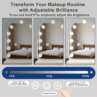 Modern Arch Vanity Mirror LED Display Screen Adjustable Brightness Touch Switch Freestanding Metal Glass Construction Makeup