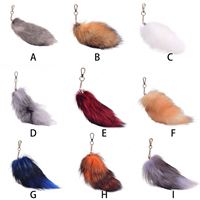 Vente en gros de porte-clés en peluche queue de renard teintés jouets sac de décoration en fourrure de renard breloques pendentif décoration queue accessoires porte-clés queue de renard