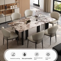 Table de salle à manger en pierre pour restaurant, fabriquée en Chine, ensemble de table à manger 6 places