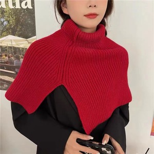 <b>Women</b> Solid Color Knitted Square Shawl Winter Warm Poncho <b>Cape</b> <b>Coat</b> for Daily Wear - Product Image 5
