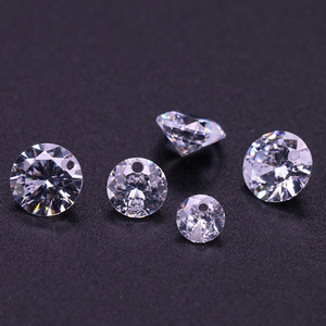 <span class=keywords><strong>Piedra</strong></span> de Circonia Cúbica Redonda Transparente <span class=keywords><strong>Blanca</strong></span> de 4 mm a 10 mm con un Orificio - Product Image 1