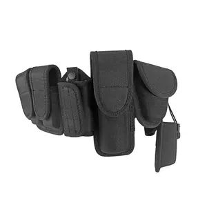 Black 10Sets 1680D Nylon Tactical Security Combat Belt with Tool Pouches Molded Utility Duty Belt Personal Defense Belt