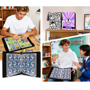 Customized Pattern Trading Card <b>Binder</b> Poke Mon Collection 4-Pocket <b>Binder</b> With Zipper Handle Cute Design Gift Storage - Product Image 6