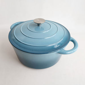 Casserole ronde <span class=keywords><strong>en</strong></span> <span class=keywords><strong>fonte</strong></span> émaillée, ustensiles de cuisine pour la maison, 24 cm, bleu, casseroles de cuisson - Product Image 5