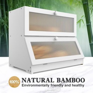 Caja para guardar pan, doble capa, con tapa abatible, a prueba de polvo, rectangular, 15,75 pulgadas x 9,82 pulgadas x 12,99 pulgadas, uso multiusos en la cocina - Product Image 5
