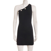 Robe mini moulante sexy asymétrique à une épaule, sans manches, style urbain, avec découpes au dos, tendance estivale