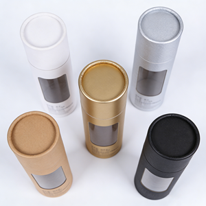 Personalized Cylindrical Cardboard Tube With Transparent <b>Window</b> Custom Logo Printed Cylinder Box For Candle Packing - Product Image 1