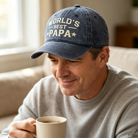 Gorra de Béisbol Retro Personalizada de 6 Paneles con Bordado 'Best PAPA', Deportiva, Ajustable, de Algodón Lavado con Efecto Desgastado, Estilo Dad Hat