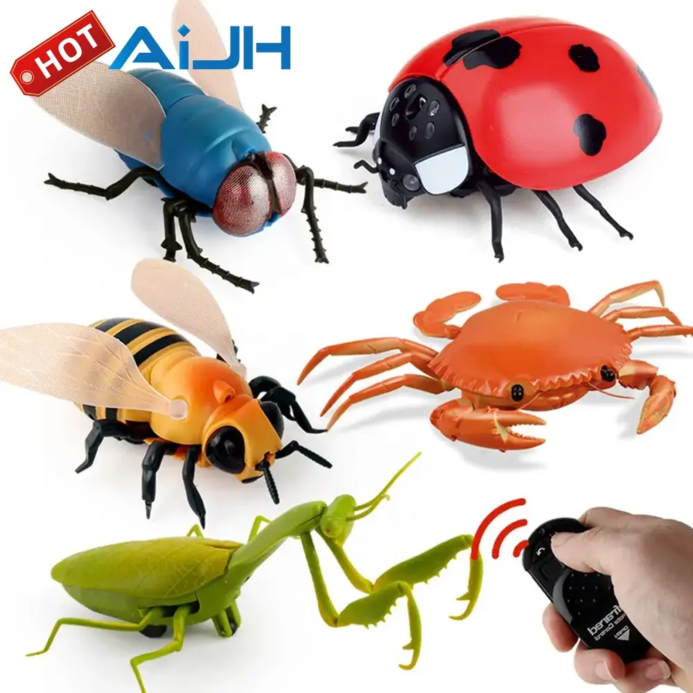 AiJH Innovative Funny Gifts Crawling Honeybee Ladybug Crab Infrared Toy Prank Remote Control Iinsect Toy