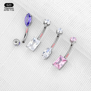 Piercing de nombril en titane F136 avec zircon en forme de goutte d'eau, bijoux de 4 mm, 20,3 mm, 20,7 mm, accessoire de mode pour soirée - Product Image 3