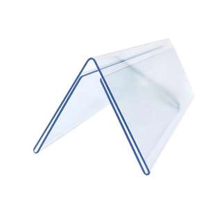 Support de nom de bureau en PVC acrylique blanc personnalisé en forme de V, porte-numéro de table, design écologique, installation facile pour - Product Image 1
