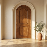 Porte d'entrée extérieure cintrée de luxe sur mesure en bois massif, sculptée en acajou, à sommet rond, pour entrée principale de villa