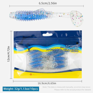 TGD Meilleur lot de 10 <span class=keywords><strong>leurres</strong></span> <span class=keywords><strong>souples</strong></span> en plastique 65mm 2g, appâts de pêche en PVC, vers artificiels à queue en T, action wobbler <span class=keywords><strong>pour</strong></span> <span class=keywords><strong>la</strong></span> pêche au bar et à <span class=keywords><strong>la</strong></span> <span class=keywords><strong>truite</strong></span> - Product Image 2