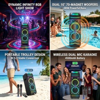 Haut-parleur Subwoofer double 10 pouces portable pour extérieur, multifonction avec lecteur de carte, haute puissance