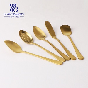 Đồng Cổ Titan Mạ Thép Không Gỉ Dao Kéo Dịch Vụ Thiết Lập Bơ Dao Đường Muỗng Matte Vàng Nhà Bảng Flatware Thiết Lập - Product Image 1