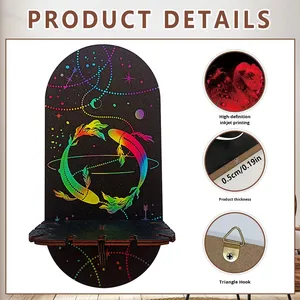 Étagère murale en bois avec bougeoirs en <span class=keywords><strong>cristal</strong></span> parfaite pour l'art mural du salon et les accents de décoration de la maison élégants - Product Image 3