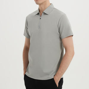 Camiseta OEM de calidad de lujo con cuello de cremallera sólida de seda helada para hombre, polos personalizados de algodón mercerizado para hombre - Product Image 4