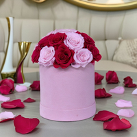 Vente en gros de fleurs éternelles luxueuses faites à la main, en forme de champignon, dans une boîte, 18 roses, pour la Saint-Valentin, la fête des mères, longue durée