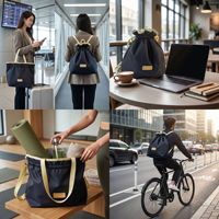 Sac à dos unisexe double usage, grande capacité, pliable, imperméable, avec fermeture à cordon, doublure en nylon légère, sac de sport et de voyage, style européen