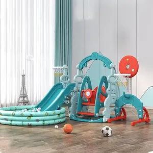 Popular 6 in 1 multifunctional outdoor playground plastic indoor swings and slide for kids Baby Slide