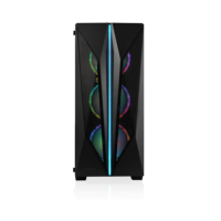 Boîtier PC Gamer AntarcChill ATX RGB avec panneaux en verre trempé et bande LED, boîtier de bureau pour PC Gamer, panneaux en plastique noir CE, en stock
