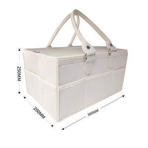 Organisateur de couches portable et pliable en feutre léger avec poches extérieures, fermeture éclair latérale et boucles élastiques grandes dimensions - Product Image 2
