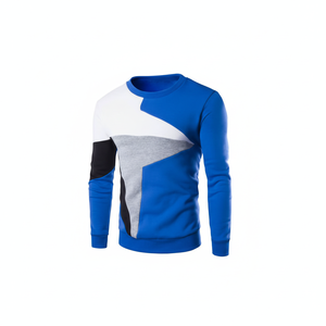 Azul Blanco Gris Negro Bloque de color Casual Cuello redondo Sudadera de manga larga para hombres Elegante Ropa de invierno moderna Traje de moda - Product Image 1