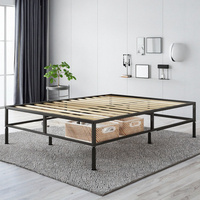 Cadre de lit plateforme en métal OEM d'usine avec lattes en bois, taille personnalisée, montage facile pour la vente en gros, mobilier pour hôtels et appartements