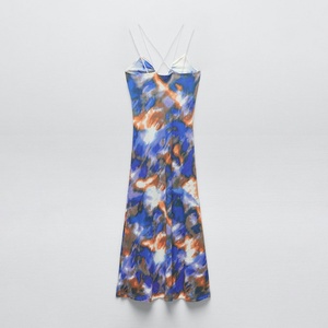 เดรสไหมพรมแขนกุดคอ halter ลายมัดย้อมสำหรับผู้หญิงคอลเลคชั่นฤดูร้อน - Product Image 6