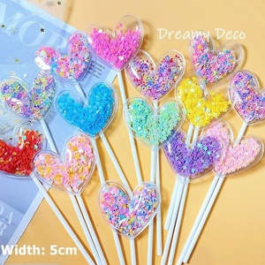 Color de mezcla transparente personalizado boda Feliz cumpleaños Día de San Valentín Año Nuevo Airbag lentejuelas pastel Topper - Product Image 1