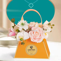 Sacs-cadeaux de fleurs en papier pour la fête des mères, panier à bouquet avec poignée, boîte à fleurs trapézoïdale portable pour la Saint-Valentin